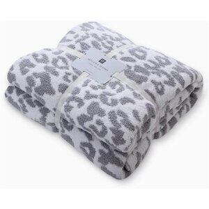 Ultra Soft Micro Plush White Grey Leopard Blanket (51x63 inches) Warm Reversible